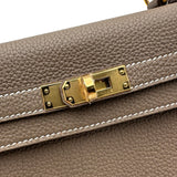 エルメス HERMES ケリー25 内縫い G刻 エトゥープ ゴールド金具 トゴ レディース ショルダーバッグ