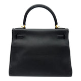 エルメス HERMES ケリー28 内縫い D刻 ブラック ゴールド金具 トリヨン レディース ショルダーバッグ