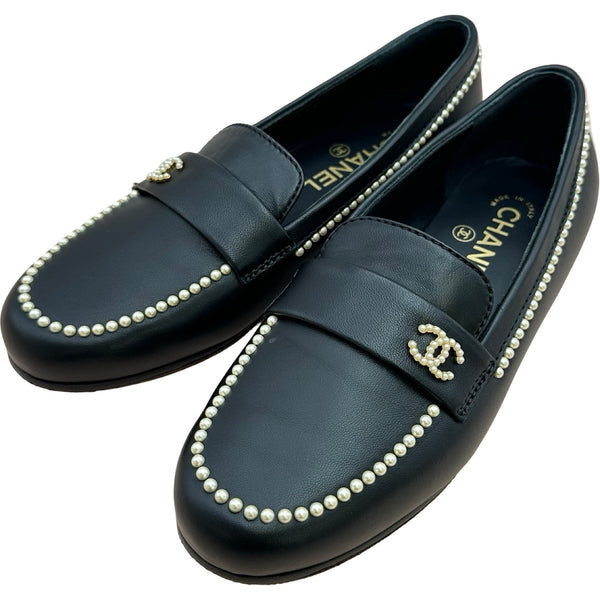シャネル CHANEL ココマーク パールモカシンローファー G35797