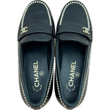 シャネル CHANEL ココマーク パールモカシンローファー G35797 ブラック レザー レディース ローファー