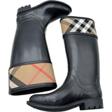 バーバリー BURBERRY ノバチェックレインブーツ ブラック ラバー レディース ブーツ