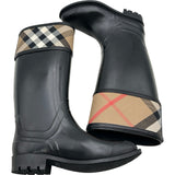 バーバリー BURBERRY ノバチェックレインブーツ ブラック ラバー レディース ブーツ