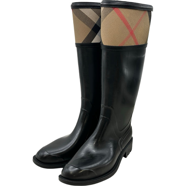 Burberry バーバリー ヴィンテージチェック レインブーツ 23サイズ バーバリー BURBERRY ノバチェックレインブーツ ブラック ラバー