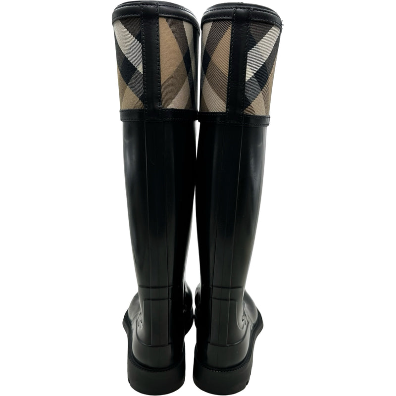 バーバリー BURBERRY ノバチェックレインブーツ ブラック ラバー
