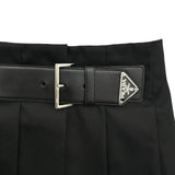 プラダ PRADA トライアングルロゴプリーツミニスカート 21H922 ブラック ナイロン レディース ミニスカート