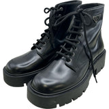 プラダ PRADA トライアングルロゴレースアップブーツ 2TG242 ブラック レザー メンズ ブーツ