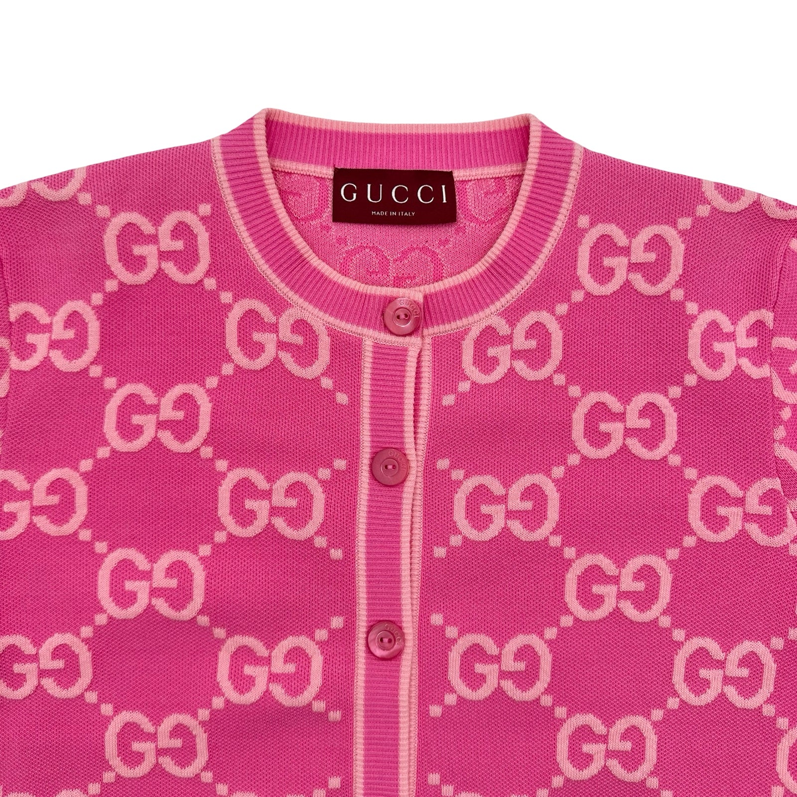 グッチ GUCCI GG総柄ニットカーディガン 743319 ピンク コットン