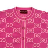 グッチ GUCCI GG総柄ニットカーディガン 743319 ピンク コットン レディース カーディガン