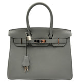 エルメス HERMES バーキン30 X刻印 ブルーグラシエ シルバー金具 トゴ レディース ハンドバッグ