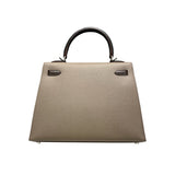 エルメス HERMES ケリー25　外縫い　トリコロール B刻 エトゥープ・ブラック・エコルセ シルバー金具 エプソン レディース ハンドバッグ