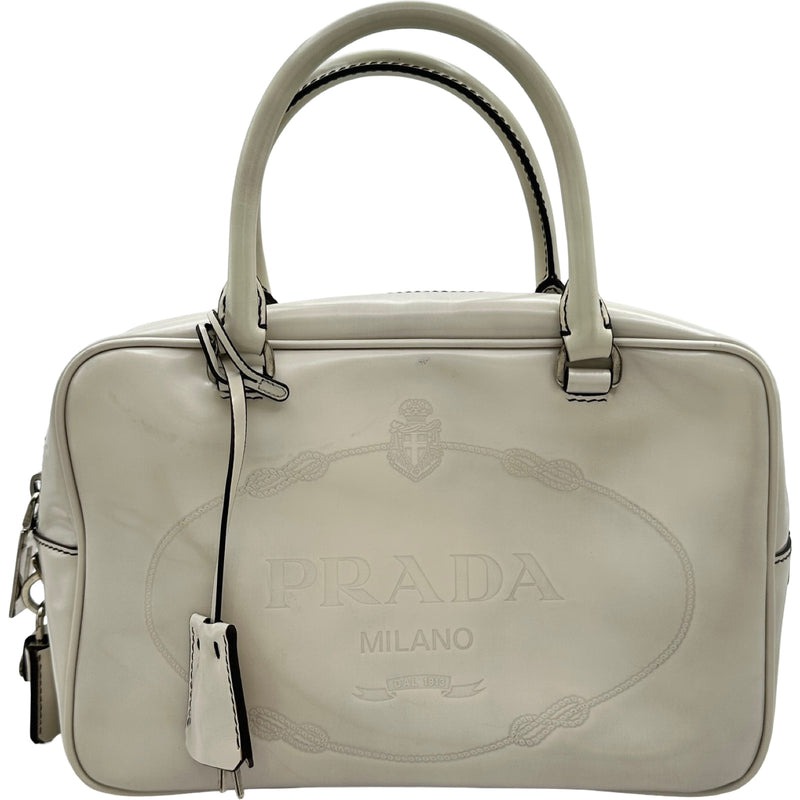 プラダ PRADA ミニボストンバッグ BH1114 アイボリー エナメル