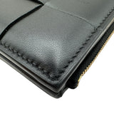 ボッテガ・ヴェネタ BOTTEGA VENETA スモールカセット 二つ折りファスナーウォレット 750253 ブラック レザー レディース 二つ折り財布