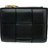 ボッテガ・ヴェネタ BOTTEGA VENETA スモールカセット 二つ折りファスナーウォレット 750253 ブラック レザー レディース 二つ折り財布