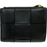 ボッテガ・ヴェネタ BOTTEGA VENETA スモールカセット 二つ折りファスナーウォレット 750253 ブラック レザー レディース 二つ折り財布