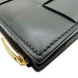 ボッテガ・ヴェネタ BOTTEGA VENETA スモールカセット 二つ折りファスナーウォレット 750253 ブラック レザー レディース 二つ折り財布