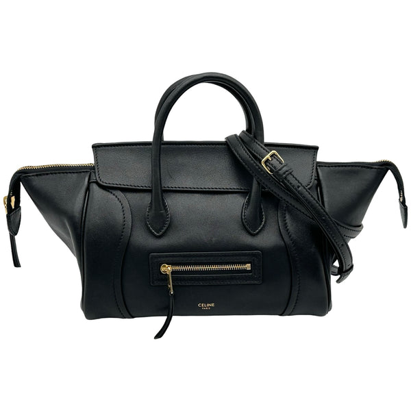 ら*む様 いただきものセリーヌレザーバッグ セリーヌ CELINE リトルラゲージ スモール 124213 ブラック レザー