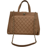 シャネル CHANEL アフィティニティスモールショッピングバッグ A93750 ベージュ ゴールド金具 キャビアスキン レディース ショルダーバッグ