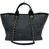 シャネル CHANEL ドーヴィルラージショッピング A66941 31番台 ネイビー ゴールド金具 キャンバス レディース ショルダーバッグ