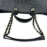 シャネル CHANEL ドーヴィルラージショッピング A66941 31番台 ネイビー ゴールド金具 キャンバス レディース ショルダーバッグ
