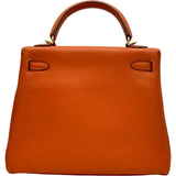 エルメス HERMES ケリー25 内縫い □K刻印 オレンジ ゴールド金具 トリヨン レディース ショルダーバッグ