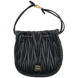 ミュウミュウ miu miu マテラッセポーチ 5ND022 ブラック レザー レディース ハンドバッグ