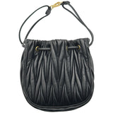 ミュウミュウ miu miu マテラッセポーチ 5ND022 ブラック レザー レディース ハンドバッグ
