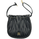 ミュウミュウ miu miu マテラッセポーチ 5ND022 ブラック レザー レディース ハンドバッグ