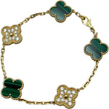 ヴァンクリーフ＆アーペル Van Cleef & Arpels ヴィンテージアルハンブラブレス5P ゴールド Au750 マラカイト ダイヤモンド ジュエリー