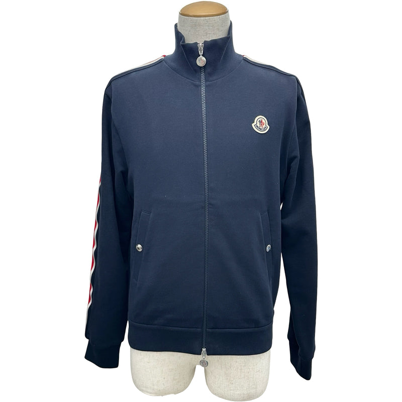 モンクレール　トリコロールストライプ付き青ジャケット モンクレール MONCLER トリコロールライントラックジャケット ネイビー