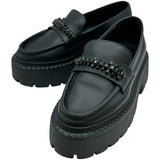 ジミーチュウ JIMMY CHOO BRYER ラインストーンローファー ブラック レザー レディース ローファー
