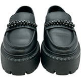 ジミーチュウ JIMMY CHOO BRYER ラインストーンローファー ブラック レザー レディース ローファー