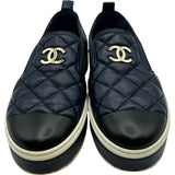シャネル CHANEL マトラッセ ココマークキルティングスリッポン G39180 ネイビー レザー レディース スリッポン