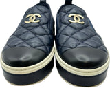 シャネル CHANEL マトラッセ ココマークキルティングスリッポン G39180 ネイビー レザー レディース スリッポン