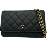 シャネル CHANEL マトラッセチェーンウォレット AP0250 ブラック ゴールド金具 キャビアスキン レディース ショルダーバッグ