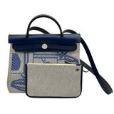 エルメス HERMES エールバッグジップPM Z刻印 ブルー シルバー金具 トワル レディース ショルダーバッグ