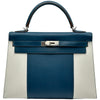 エルメス HERMES ケリー32 外縫い フラッグ □Q刻印 ブルータラサ/ホワイト シルバー金具 エプソン レディース ショルダーバッグ