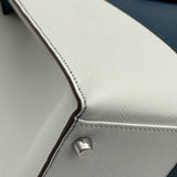 エルメス HERMES ケリー32 外縫い フラッグ □Q刻印 ブルータラサ/ホワイト シルバー金具 エプソン レディース ショルダーバッグ