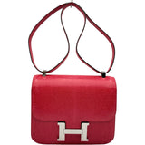 エルメス HERMES コンスタンス3 24 Y刻印 ローズメキシコ シルバー金具 リザード レディース ショルダーバッグ