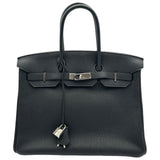 エルメス HERMES バーキン35 □M刻印 ブラック シルバー金具 トゴ レディース ハンドバッグ
