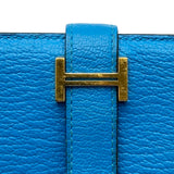 エルメス HERMES ベアンスフレ Z刻印 ブルーフリーダ ゴールド金具 シェーブル レディース 長財布