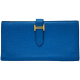 エルメス HERMES ベアンスフレ Z刻印 ブルーフリーダ ゴールド金具 シェーブル レディース 長財布