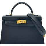 エルメス HERMES ミニケリー2 G刻印 ブラック ゴールド金具 エプソン レディース ショルダーバッグ
