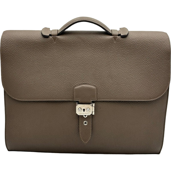 エルメス HERMES サックアデペッシュ38 刻印不鮮明 トープ シルバー