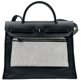 エルメス HERMES エールバッグジップPM D刻印 ブラック シルバー金具 トワルアッシュ/ベルリエンヌ レディース ショルダーバッグ