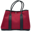 エルメス HERMES ガーデンパーティPM B刻印 レッド シルバー金具 トワル レディース トートバッグ