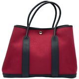 エルメス HERMES ガーデンパーティPM B刻印 レッド シルバー金具 トワル レディース トートバッグ