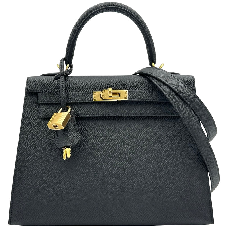 エルメス HERMES ケリー25 外縫い G刻印 ブラック ゴールド金具