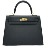 エルメス HERMES ケリー25 外縫い G刻印 ブラック ゴールド金具 エプソン レディース ショルダーバッグ