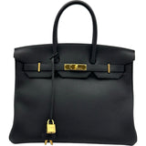 エルメス HERMES バーキン35 K刻印 ブラック ゴールド金具 トゴ ユニセックス ハンドバッグ