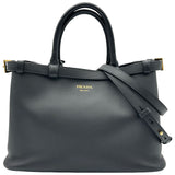 プラダ PRADA バックルバッグ ミディアム 1BA417 ブラック レザー レディース ショルダーバッグ
